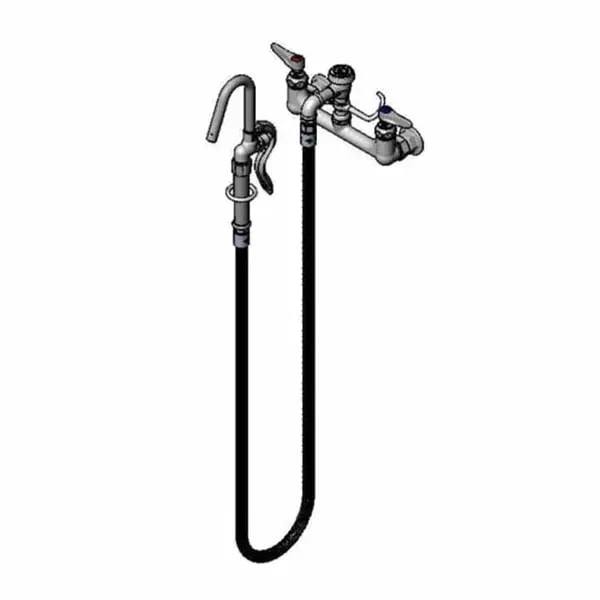 T&S B-0612 8" Wall Mount Pot Filler Faucet with 68" Hose — main image
