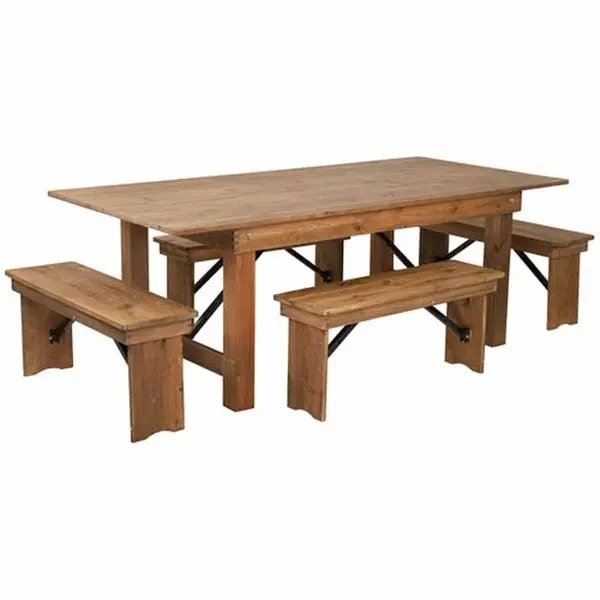 Flash Furniture XA-FARM-1-GG Wood Farm Table and Chair Set with Four Chairs — main image