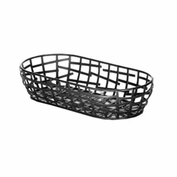 Tablecraft BC1709 Black Metal Complexity Oblong Basket 9" x 4-3/8" x 2" — main image