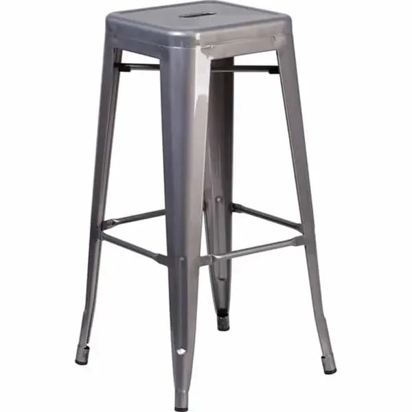Flash Furniture XU-DG-TP0004-30-GG Silver Galvanized Steel Bar Stool — main image