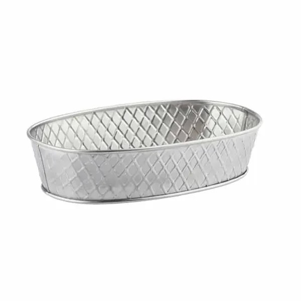 Tablecraft 10036 Lattice Stainless Steel Oval Platter 9-1/2" x 6" x 2-1/8" — main image