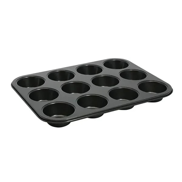 Winco AMF-12NS 2-3/4" Diameter 12-Cup Carbon Steel Non-Stick Muffin Pan — main image