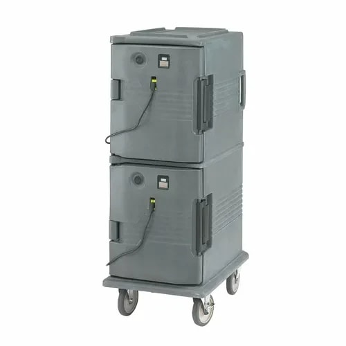 Cambro Ultra Camcart UPCH800191 2-Compartment Granite Gray Heated Food Pan Carrier — main image
