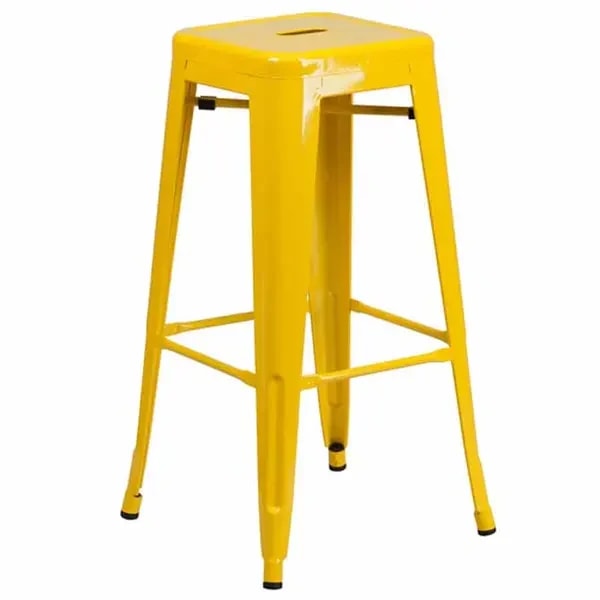 Flash Furniture CH-31320-30-YL-GG Yellow Galvanized Steel Bar Stool — main image