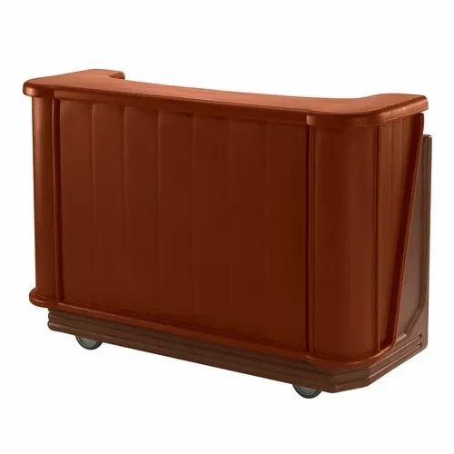 Cambro Cambar BAR650DX189 Brown Mahogany Portable Bar 7-Bottle Speed Rail 5-Button Soda Gun Portable Bar 67-1/2"W X 28-1/2"D X 47-1/2"H — main image