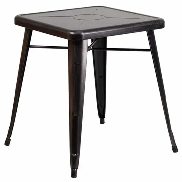 Flash Furniture CH-31330-29-BQ-GG 23-3/4" Square Dining Height Galvanized Steel Black and Antique Gold Table — main image