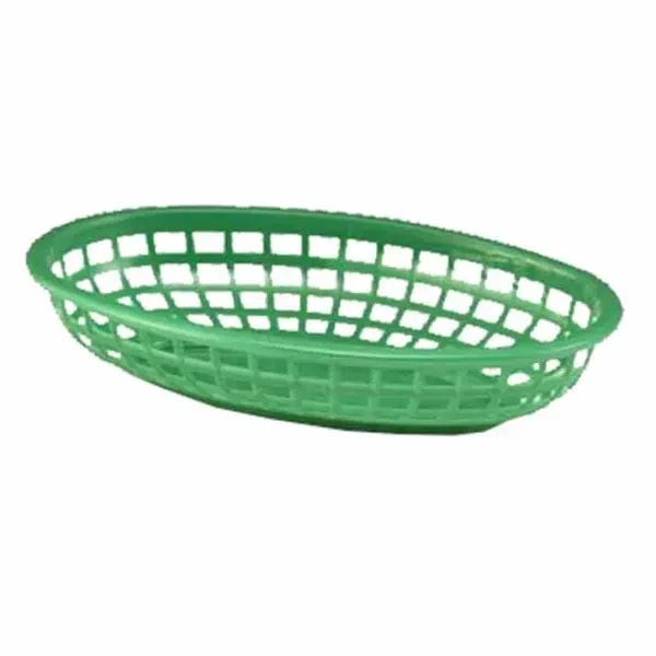 Tablecraft 1074G Green Oval Platter Basket 9-1/4" x 6" x 1-3/4" | Case of 36 — main image