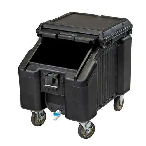 Cambro Slidinglid ICS100L110 100 Lb. Black Mobile Ice Caddy — main image