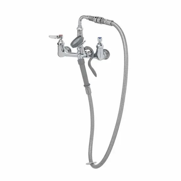 T&S B-0167-01 8" Wall Mount Pre-Rinse Faucet with 54" Hose Spray Assembly with Spray Hose — main image