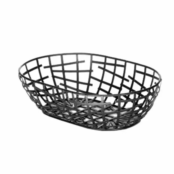 Tablecraft BC7409 Black Metal Complexity Oval Basket 9" x 6" 2-1/12" — main image