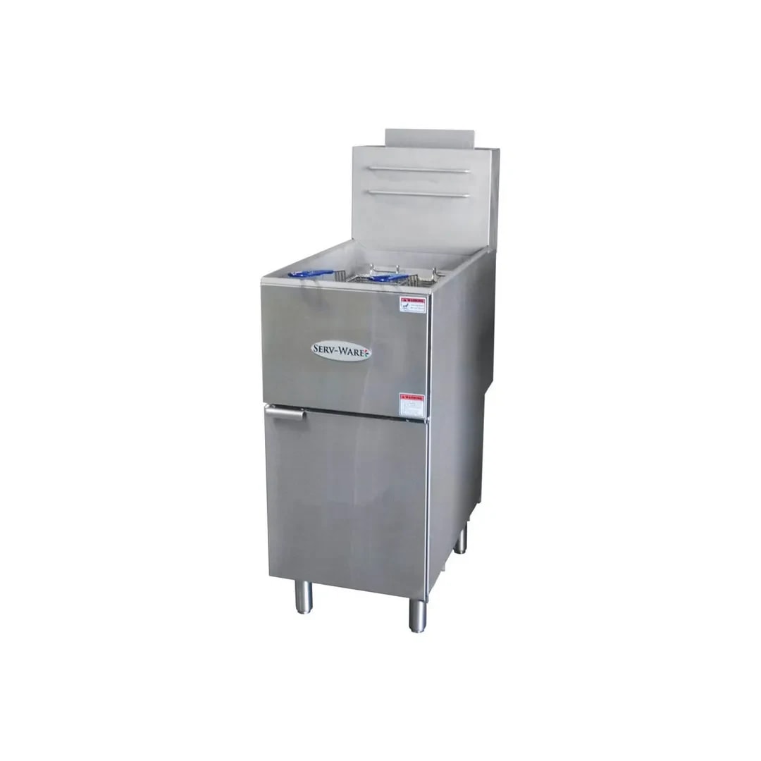 Serv-Ware SGF-40N 40 lb Natural Gas Floor Fryer 120,000 BTU (3 Burners) — main image