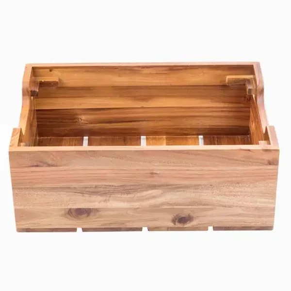 Tablecraft 300101 Half Size Acacia Wood Display Crate 7-3/8" Deep — main image