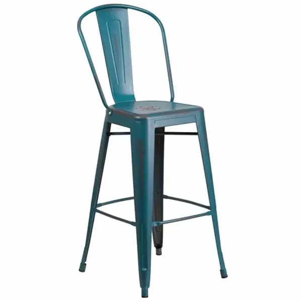 Flash Furniture ET-3534-30-KB-GG Kelly Blue Galvanized Steel Bar Stool — main image