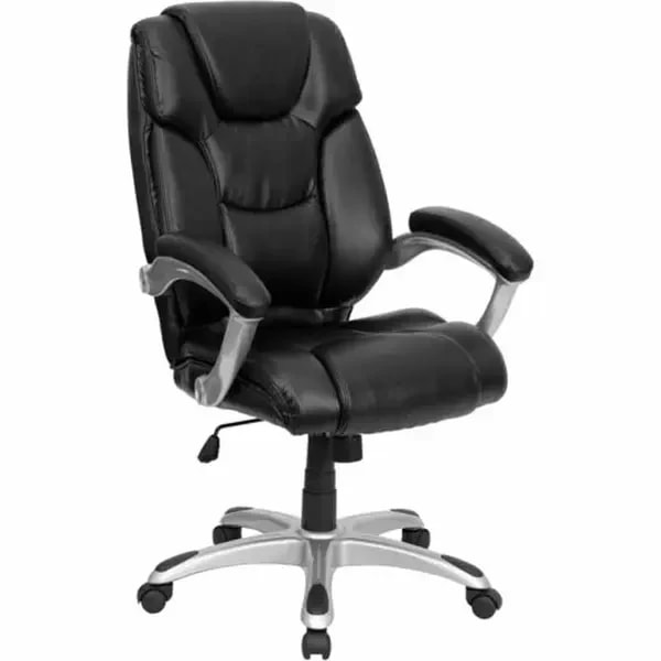 Flash Furniture GO-931H-BK-GG Black Blended Leather Swivel Office Chair — main image