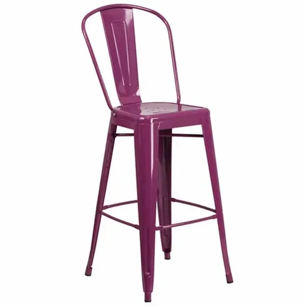Flash Furniture ET-3534-30-PUR-GG Purple Galvanized Steel Bar Stool — main image