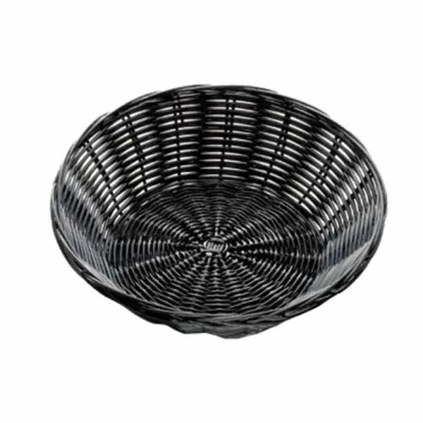 Tablecraft 2475 Black Round Woven Basket 8-1/2" x 2-1/4" | Case of 12 — main image