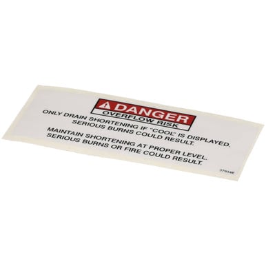 Henny Penny 37934 Label - DangerShortening