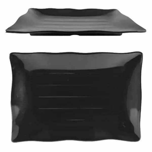 Thunder Group 24140BK Classic Black 13-1/2" x 9-1/8" Rectangular Melamine Plate | Case of 12 — main image