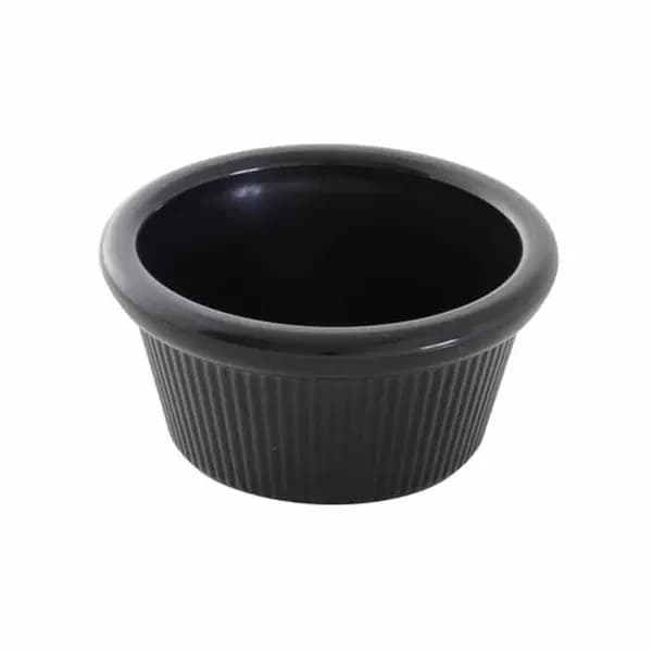 Thunder Group PL532BL1 4 oz. Fluted Black Plastic Ramekin | Case Of 12 — main image