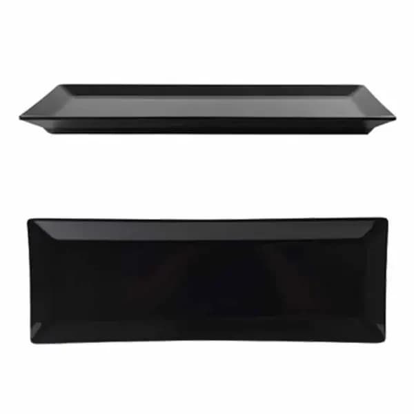 Thunder Group 29115BK Classic Black 15" x 5-1/4" Rectangular Melamine Plate | Case of 12 — main image