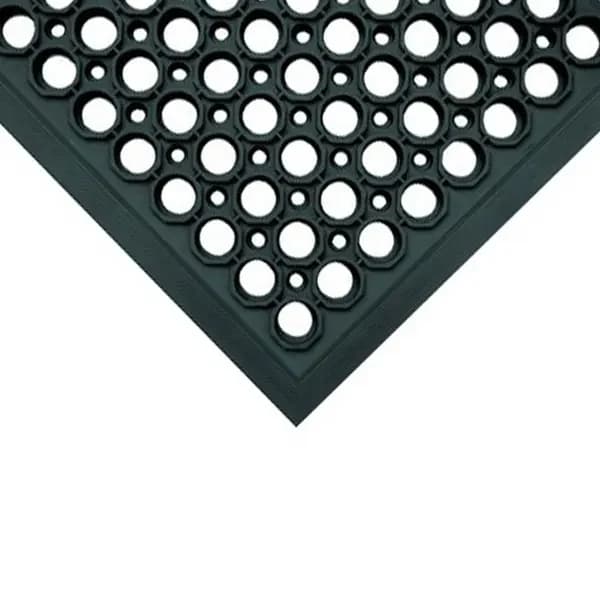 DRH110A 3' x 5' Black Anti-Fatigue Kitchen Floor Mat with Beveled Edges — main image