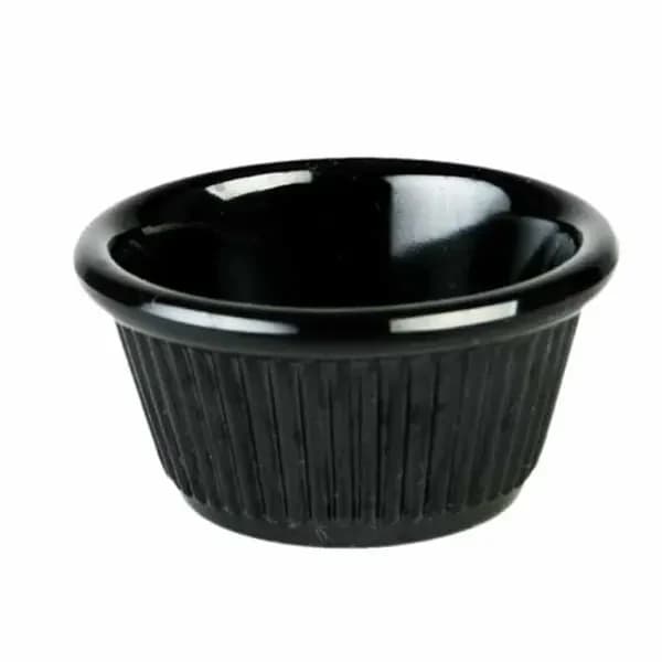 Thunder Group ML509BL1 Black 2 oz. Fluted Melamine Ramekin | Case of 12 — main image
