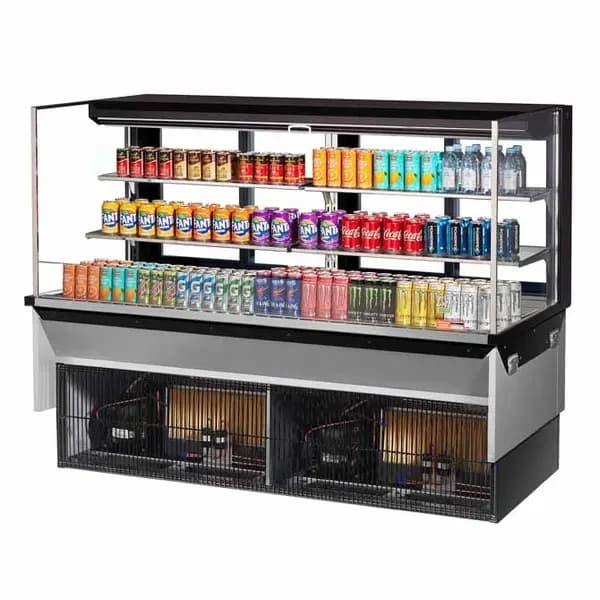 Turbo Air TOM-72L-UFD-B-3SI-N Black Drop-In Open Display Case Merchandiser 71-7/8"W — main image