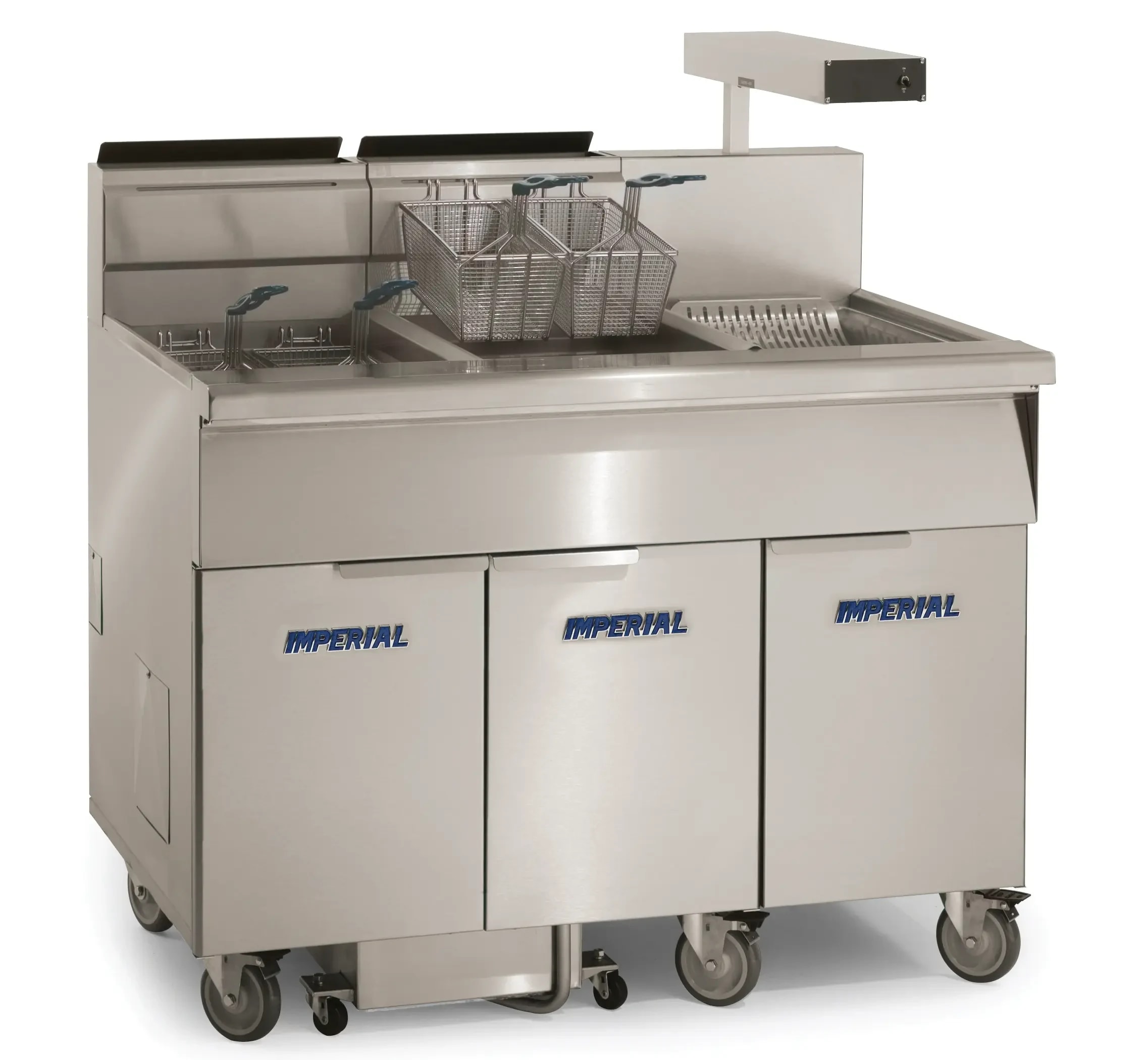 Imperial IFSCB150EUC Pro Series Electric Freestanding Tilt-Up Ribbon Fryer 1 Vat 50 Pound Heavy-Duty Electronic Thermostat Control — 208V, 3PH — main image