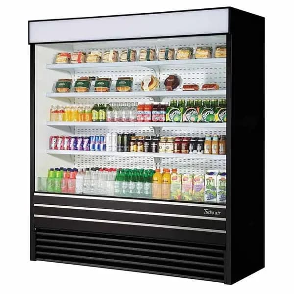 Turbo Air TOM-96EB-N Black Vertical Air Curtain Open Display Merchandiser 92-7/8"W — main image