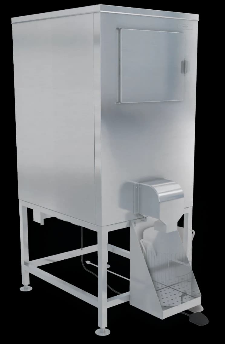 Kloppenberg DISP-500 Freestanding Ice Bagging/Dispensing Bin 647 Pound Capacity Foot Pedal Actuation Cube Style Ice — 110V, 1PH — main image