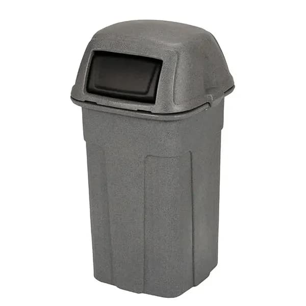 Toter SHL50-90763 50 Gallon Slimline Graystone Square Trash Container with Hinged Dome Lid — main image