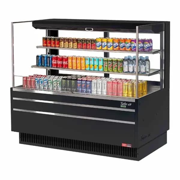 Turbo Air TOM-60L-UFD-B-3S-N Black Horizontal Open Display Case Merchandiser 58-3/4"W — main image