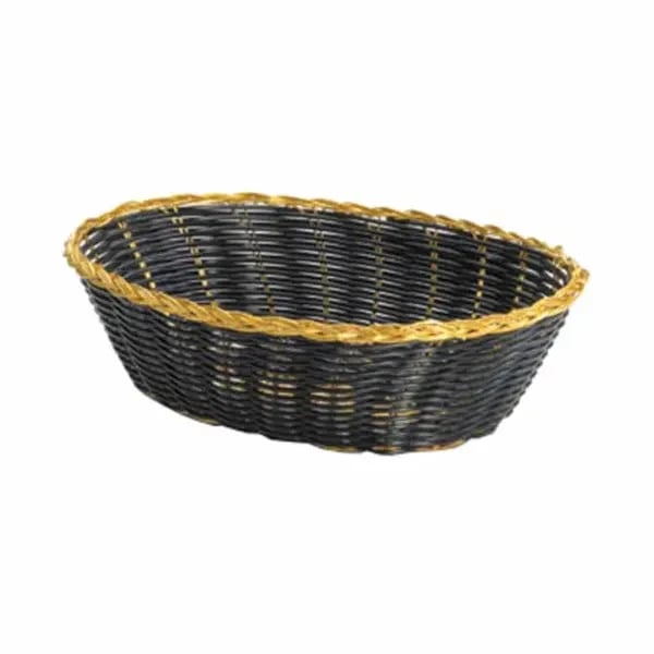Oven Spare Parts — Tablecraft 975B Black Oval Woven Basket with Gold Trim 9" x 6-1/2" x 2-1/2 | Case of 12