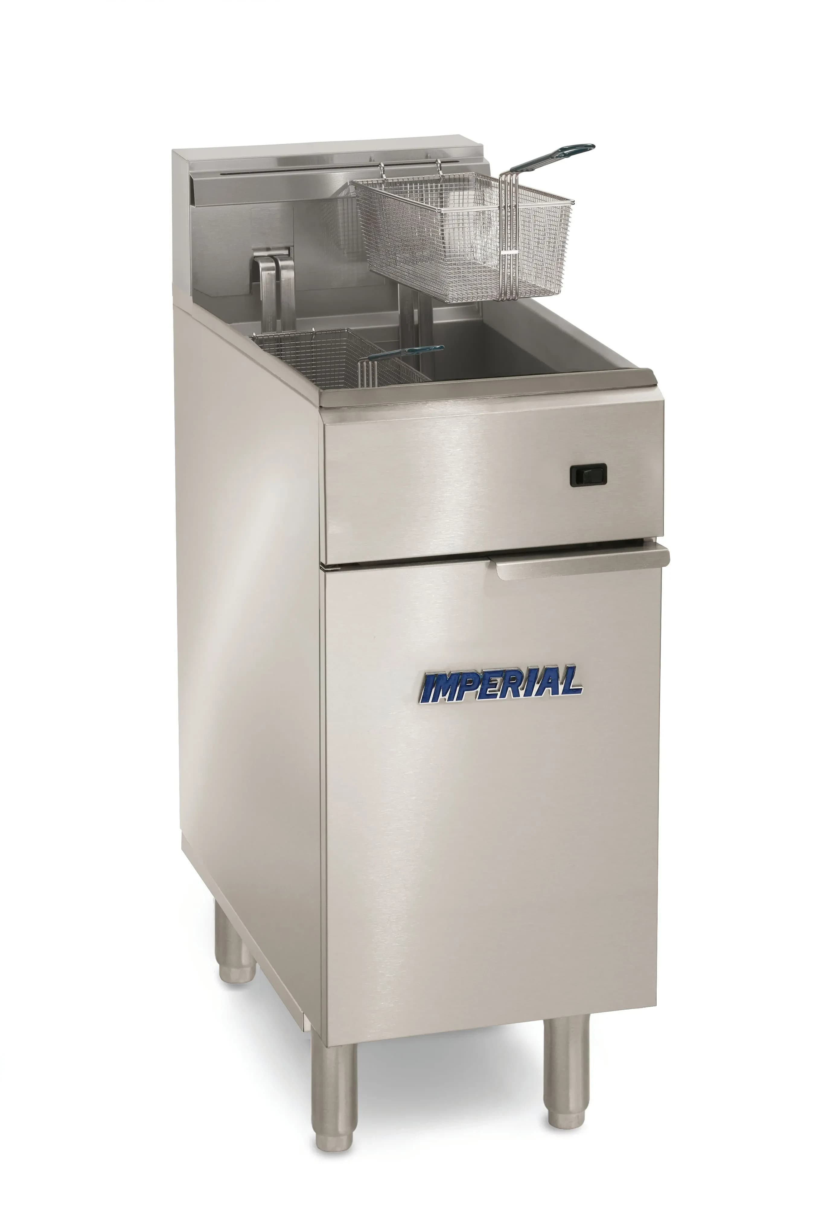 Imperial IFS-40-EU Pro Series Electric Freestanding Tilt-Up Ribbon Fryer 1 Vat 40 Pound Heavy-Duty Mechanical Thermostat Control — 208V, 3PH — main image
