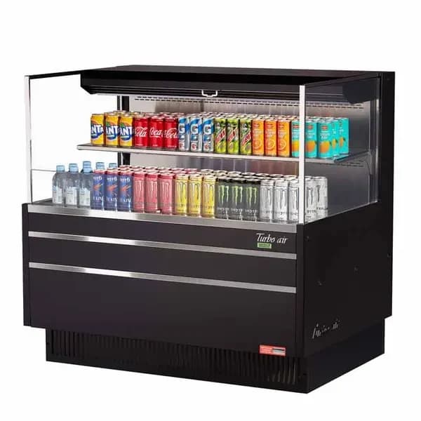 Turbo Air TOM-48L-UF-B-2S-N Black Horizontal Open Display Case Merchandiser 46-3/4"W — main image