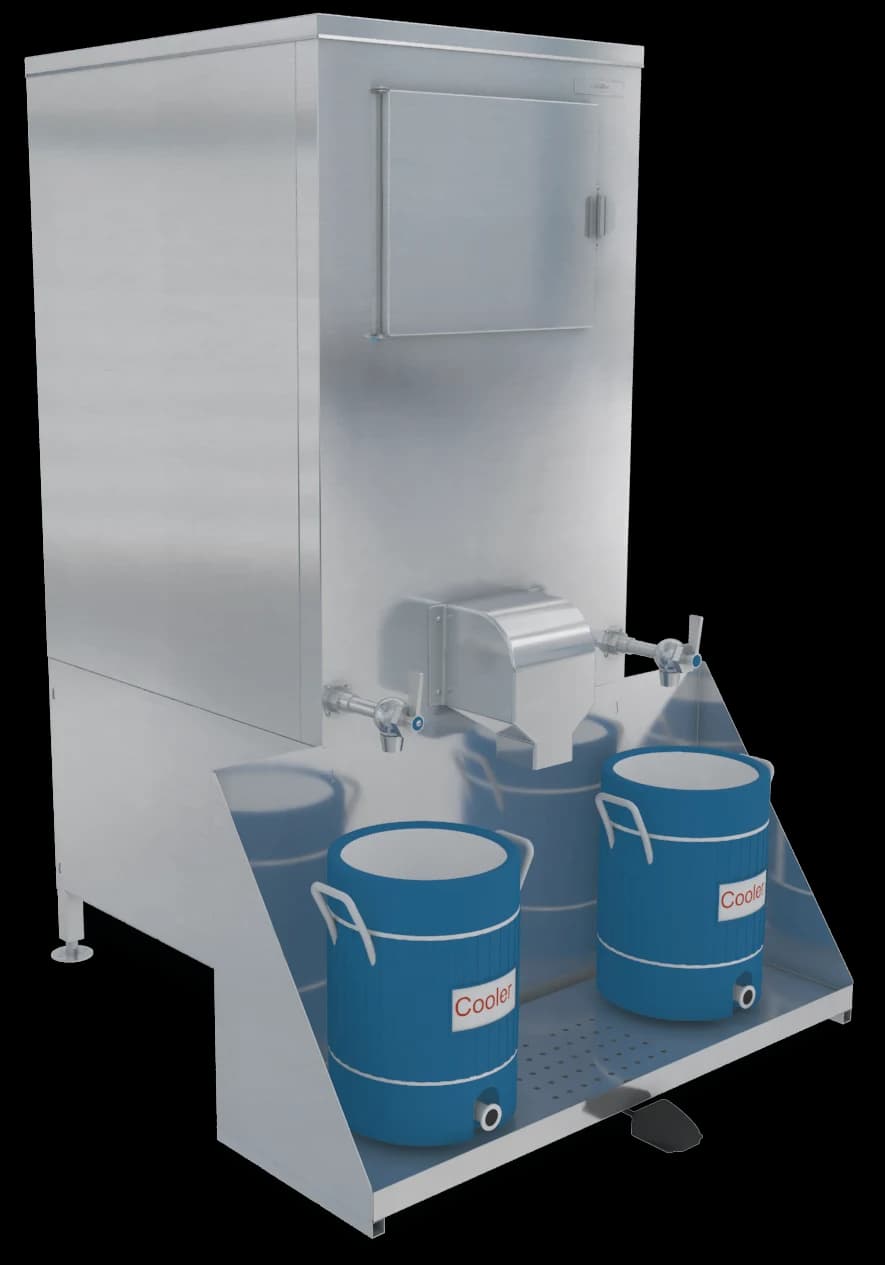 Kloppenberg DISP-500-IND-TF Freestanding Ice and Water Dispenser 647 Pound Storage Foot Pedal Dispense Cube Style Ice — 110V, 1PH — main image