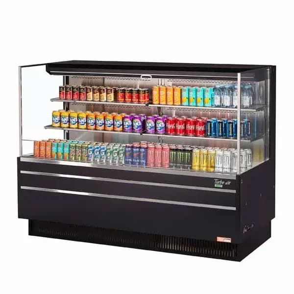 Turbo Air TOM-72L-UF-B-3S-N Black Horizontal Open Display Case Merchandiser 70-3/4"W — main image