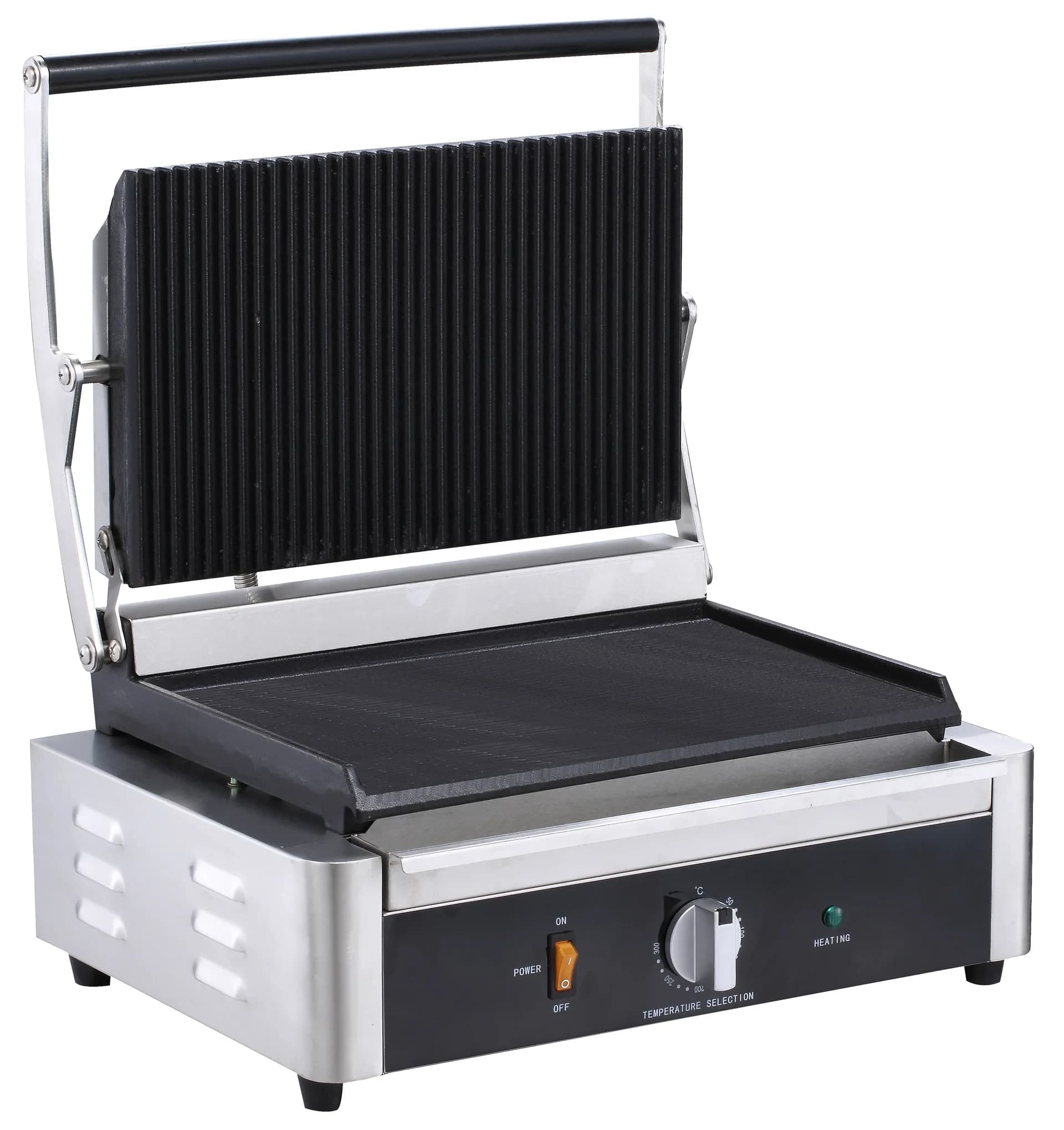 Serv‑Ware EPG‑100GF Panini / Sandwich Grill, 13″ Width, Grooved Top & Smooth Bottom Plates, 120‑570 °F — main image
