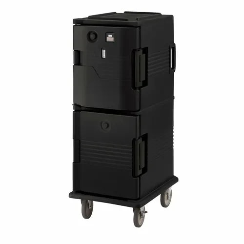 Cambro Ultra Camcart UPCHT800110 2-Compartment Black Heated Food Pan Carrier — main image