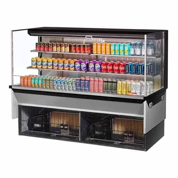 Turbo Air TOM-72L-UF-B-3SI-N Black Drop-In Open Display Case Merchandiser 71-7/8"W — main image