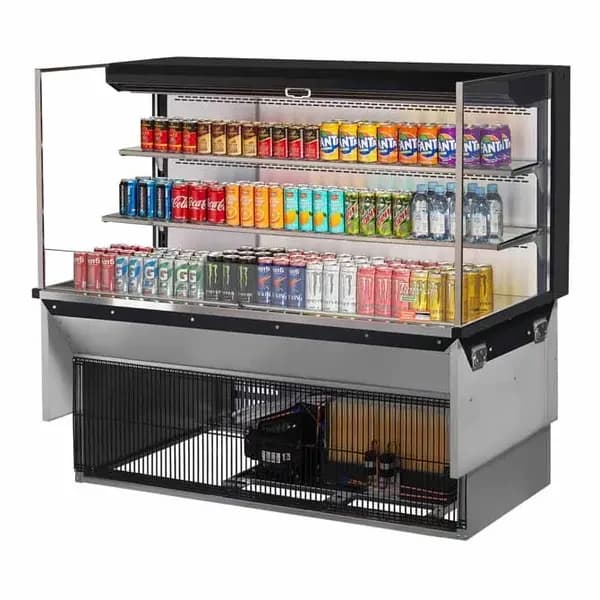 Turbo Air TOM-60L-UF-B-3SI-N Black Drop-In Open Display Case Merchandiser 59-7/8"W — main image
