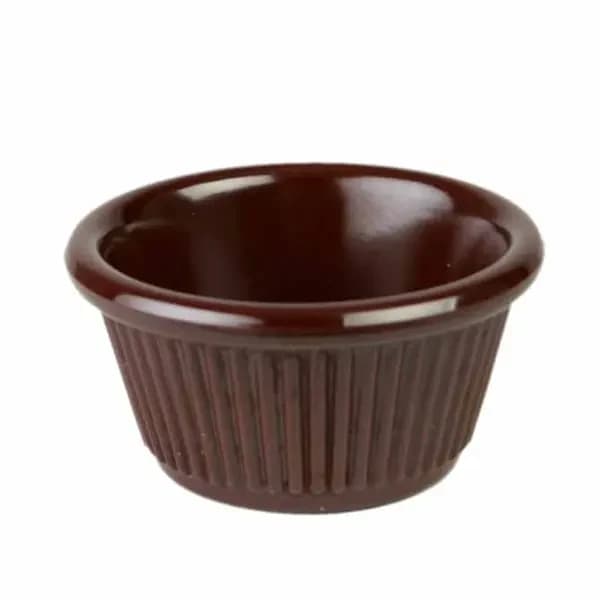 Thunder Group ML509C1 Chocolate 2 oz. Fluted Melamine Ramekin | Case of 12 — main image
