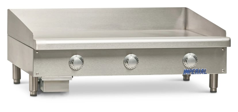 Imperial Grates — Imperial ITG-36-E Pro Series Electric Countertop Griddle 36 Inch Wide Thermostatic Control Rectangle Polished Steel 0.5 Inch Thick Plate Heavy-Duty — 480V, 3PH