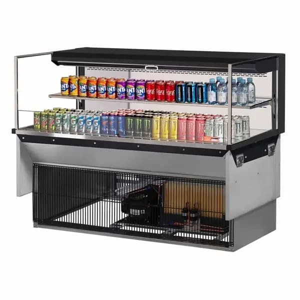 Turbo Air TOM-60L-UF-B-2SI-N Black Drop-In Open Display Case Merchandiser 59-7/8"W — main image