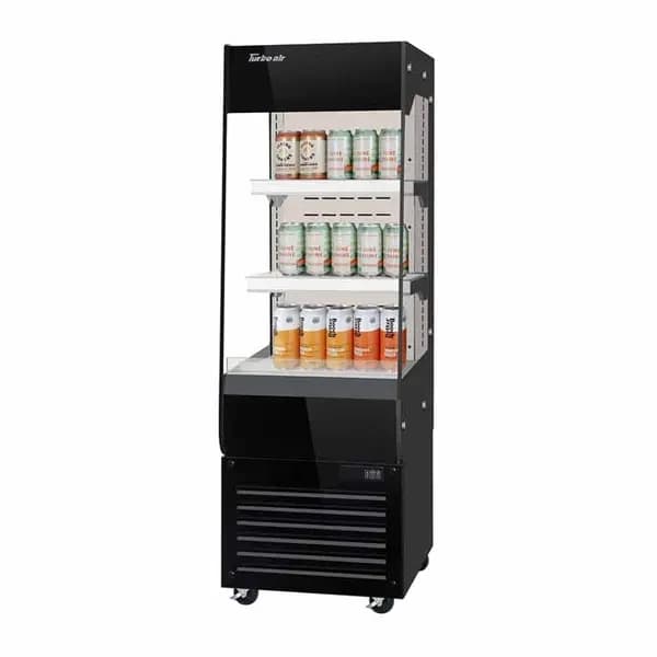 Turbo Air TOM20-60N-B Vertical Black Open Display Case Merchandiser 19-5/8"W — main image