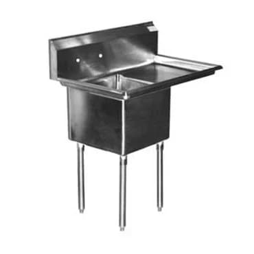 Serv-Ware E1CWP1824R-24 One-Compartment Underbar Sink 18" x 24" Bowl Right 24" Drainboard — main image