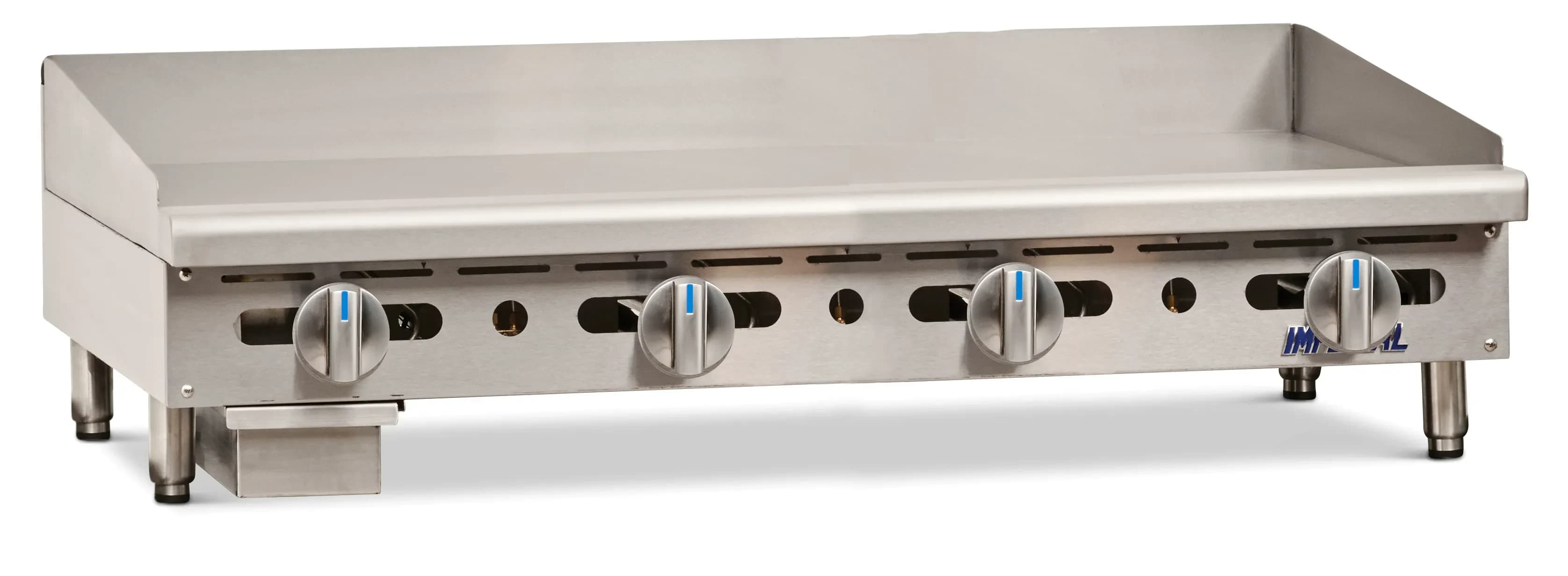 Imperial IMGA-4828 1 Pro Series Gas Countertop Griddle 48 Inch Wide Manual Control Rectangle Polished Steel 1 Inch Thick Plate Heavy-Duty — Natural Gas, 120000 BTU — main image