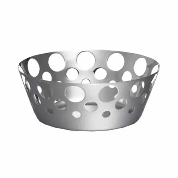 Tablecraft 7177 Round Stainless Steel Basket with Circle Cut Outs 7-5/8" x 3-1/8"