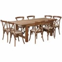 Flash Furniture XA-FARM-10-GG Pecan Wood Farm Table and Chair Set with Eight Chairs