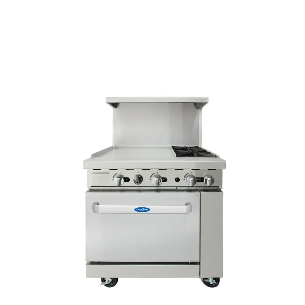 Atosa AGR-2B24GL Gas Range 36 Inch 2 Burners With 24 Inch Left Griddle And 26.5 Inch Oven — main image